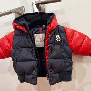 Moncler Down Puffer Jacket 3-6 months Navy/Red